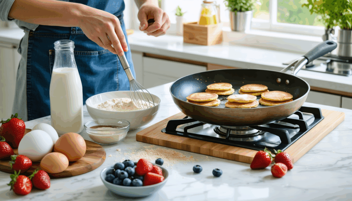 découvrez comment préparer facilement de délicieux pancakes protéinés faits maison. idéaux pour un petit-déjeuner nutritif, ces pancakes moelleux sont simples à réaliser et regorgent de bienfaits pour votre santé.