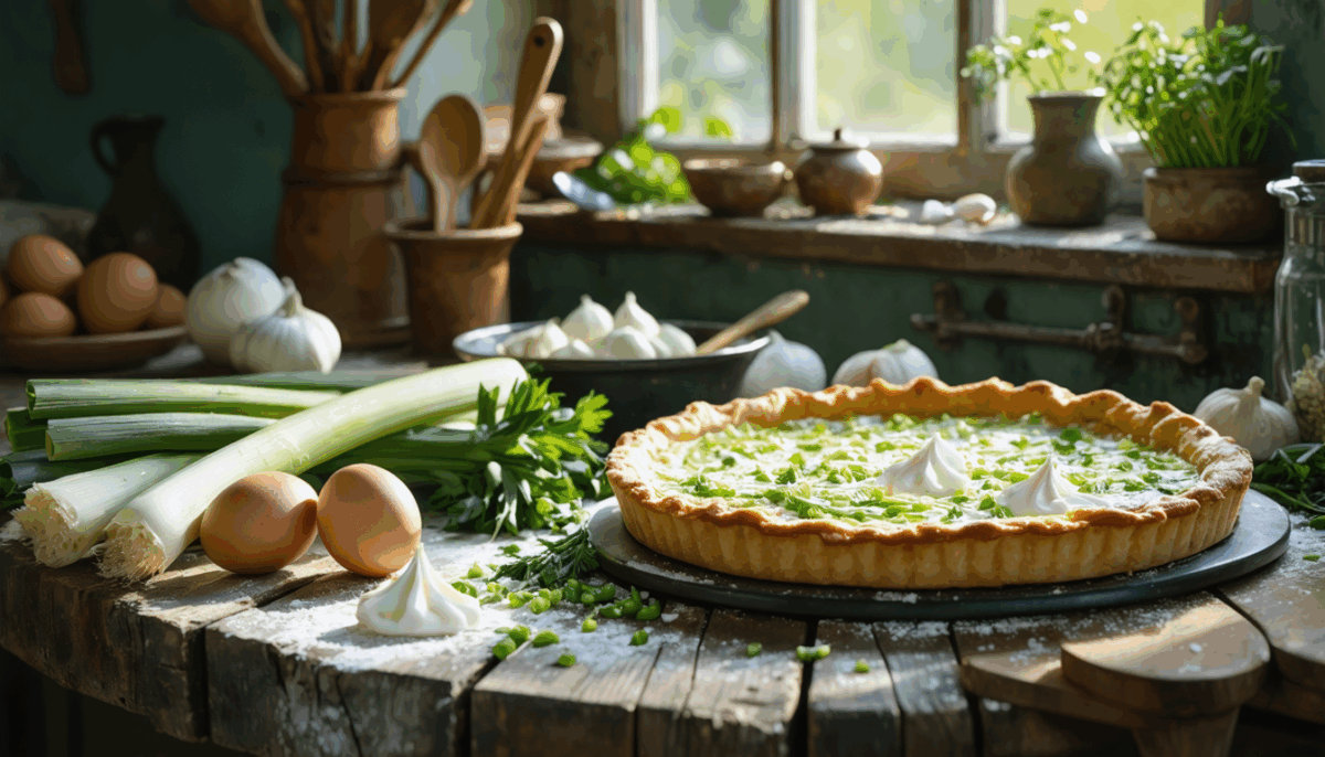 découvrez la recette ancestrale de la tarte aux poireaux, un plat traditionnel qui reflète l'authenticité des savoir-faire culinaires d'antan. plongez dans les traditions gastronomiques et savourez cette délicieuse tarte, alliant le goût savoureux des poireaux à une pâte dorée et croustillante.