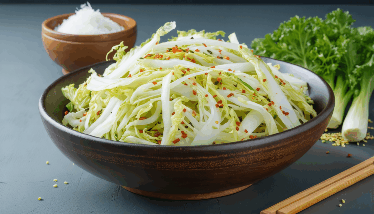 découvrez comment préparer facilement une délicieuse salade de chou chinois cru, fraîche et croquante, idéale pour accompagner vos repas. une recette saine, rapide et pleine de saveurs !