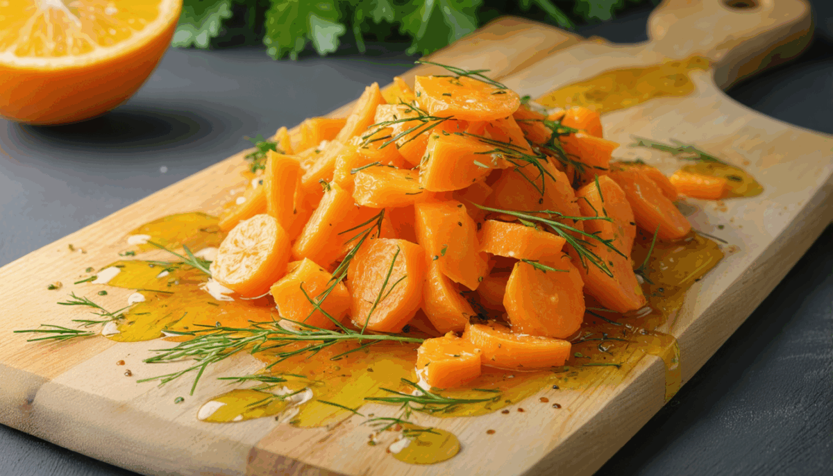 découvrez notre salade de carottes fraîche rehaussée d'une délicate vinaigrette aux clémentines, pour une entrée légère, colorée et pleine de saveurs vitaminées.