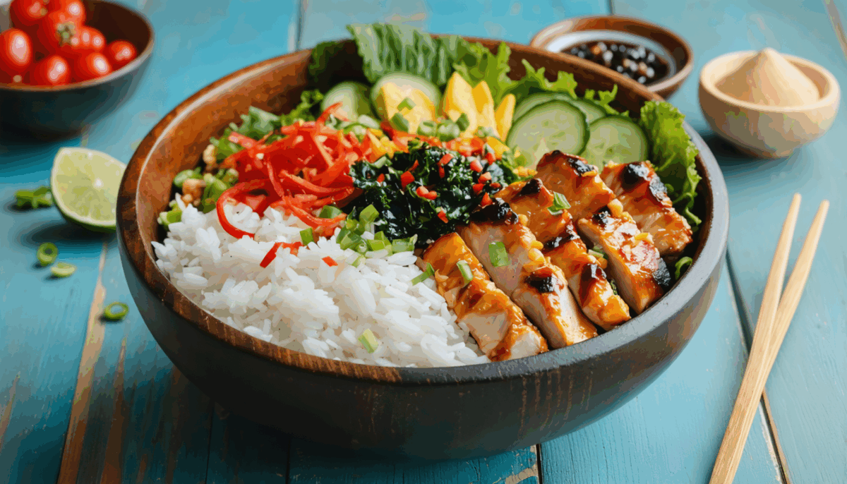 découvrez comment préparer un poke bowl au poulet en quelques minutes ! une recette rapide, facile et pleine de saveurs, idéale pour un repas sain et gourmand.