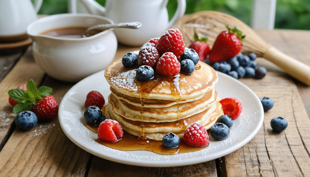 découvrez notre recette simple et rapide de pancakes moelleux sans lait, parfaits pour un petit déjeuner gourmand et sain à préparer chez vous.