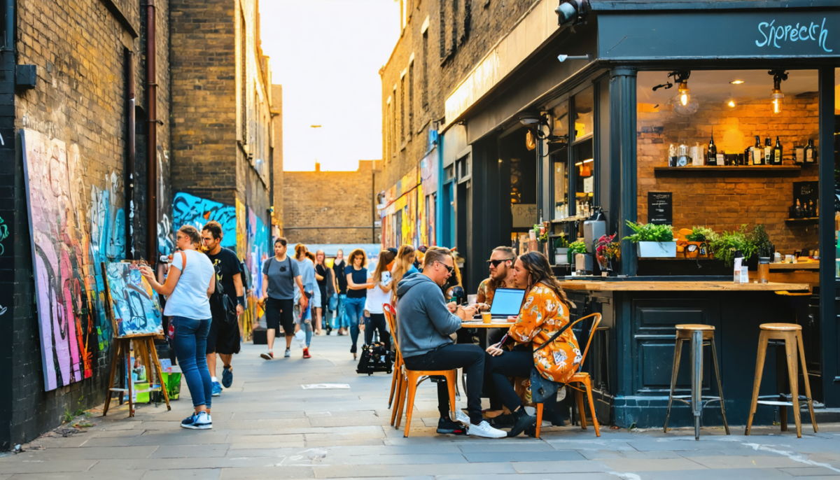 découvrez shoreditch à londres, un quartier vibrant et innovant. notre guide incontournable vous fait explorer ses rues animées, ses œuvres d'art urbain, ses cafés branchés et sa scène culturelle unique.