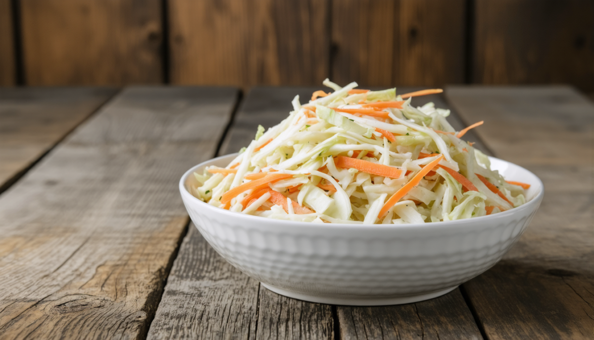 découvrez notre recette classique de coleslaw, une salade croquante et fraîche à base de chou et carottes, facile et rapide à préparer pour accompagner tous vos repas.