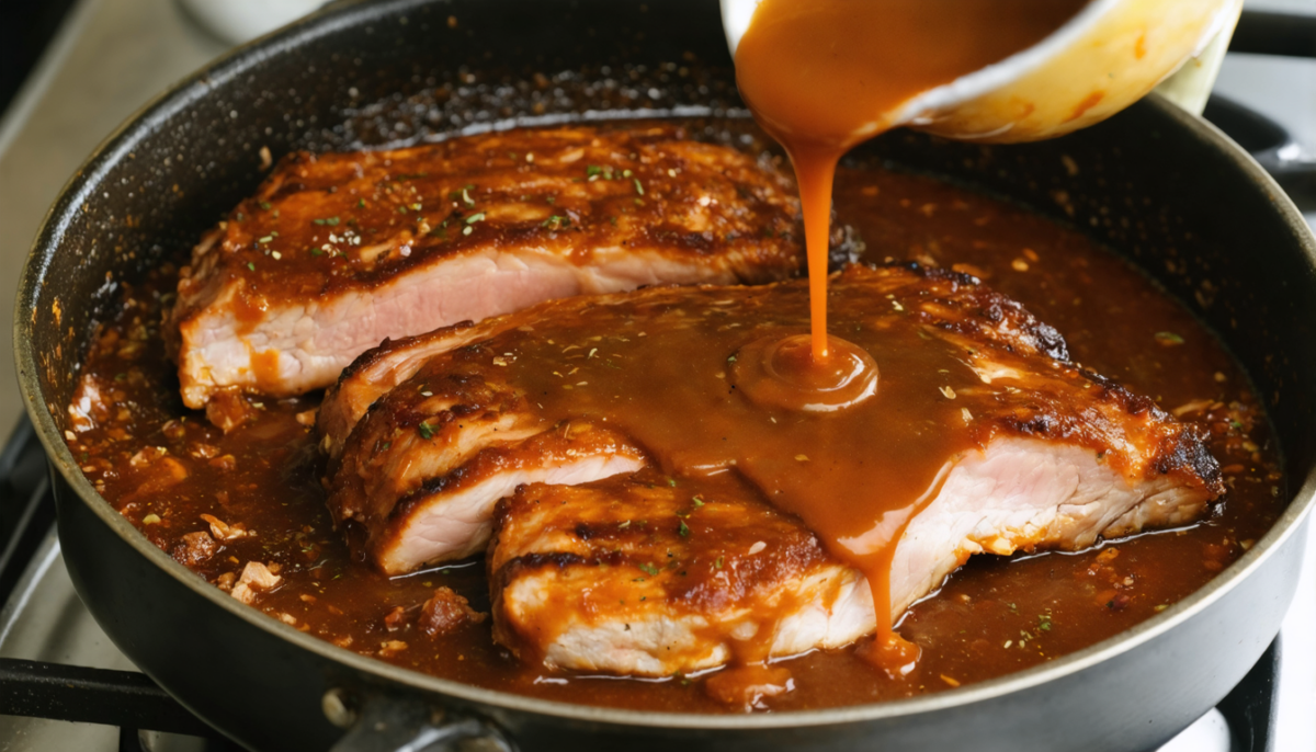 découvrez notre recette rapide de rôti de porc au cookeo, nappé d'un fond de veau savoureux pour un plat gourmand et facile à préparer.