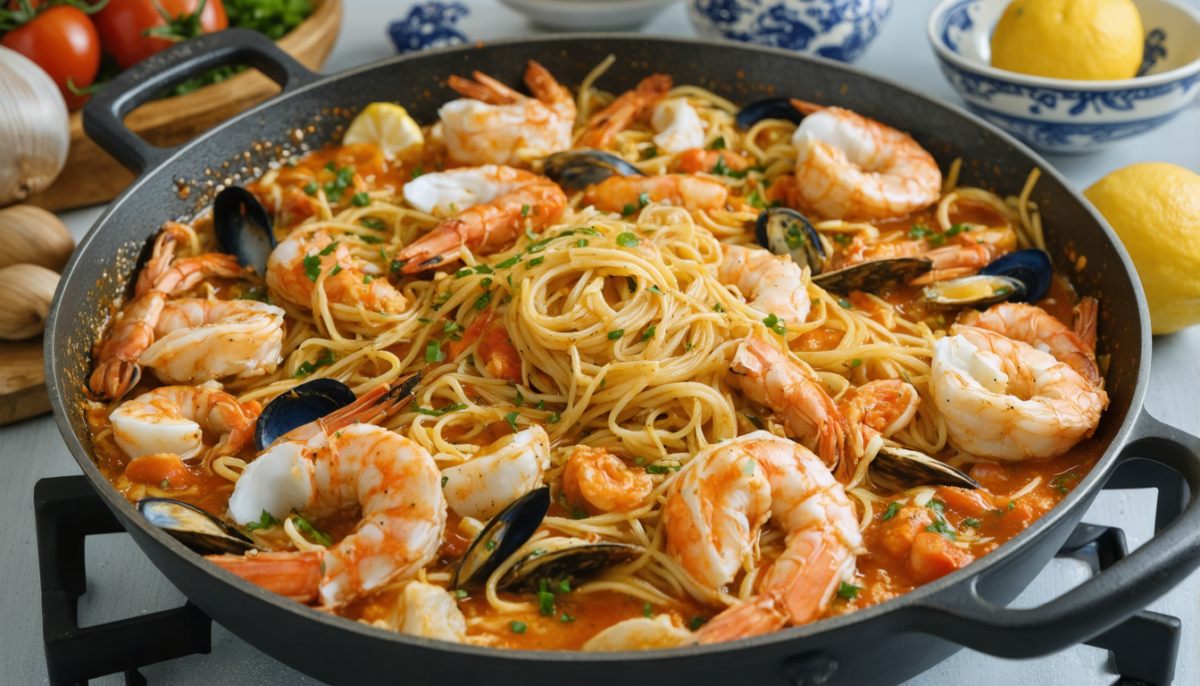 découvrez la recette facile et rapide de la fidéua catalane aux délices marins, un plat savoureux pour un repas express et gourmand.