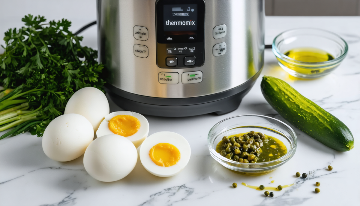 découvrez comment préparer une sauce gribiche facile et rapide avec votre thermomix, idéale pour accompagner vos plats gourmands en un rien de temps.