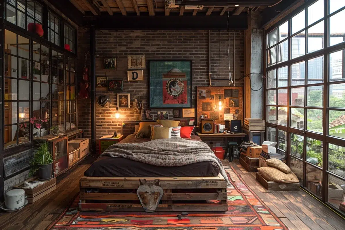 Ces idées de design industriel qui transforment votre chambre en un espace authentique et chaleureux