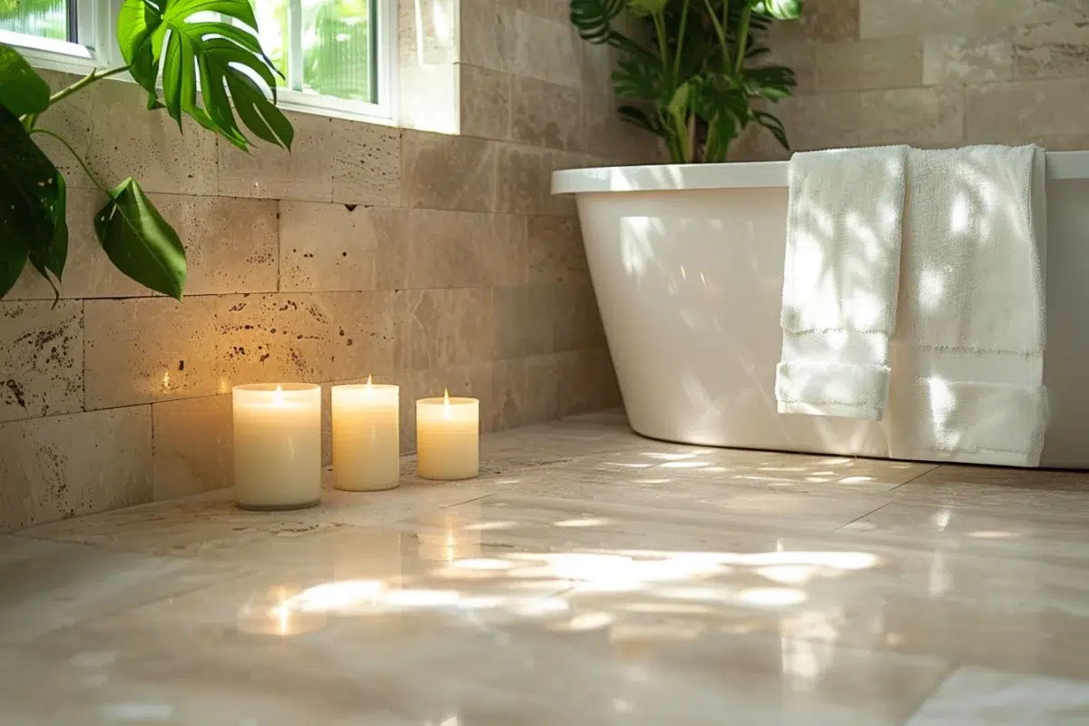 Transformez votre salle de bain en un havre de paix avec le travertin : découvrez comment avec nos idées et photos