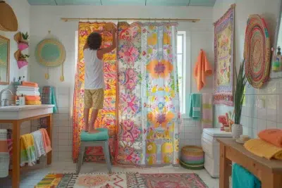 Transformez votre salle de bain neutre en un espace de vie coloré et personnalisé