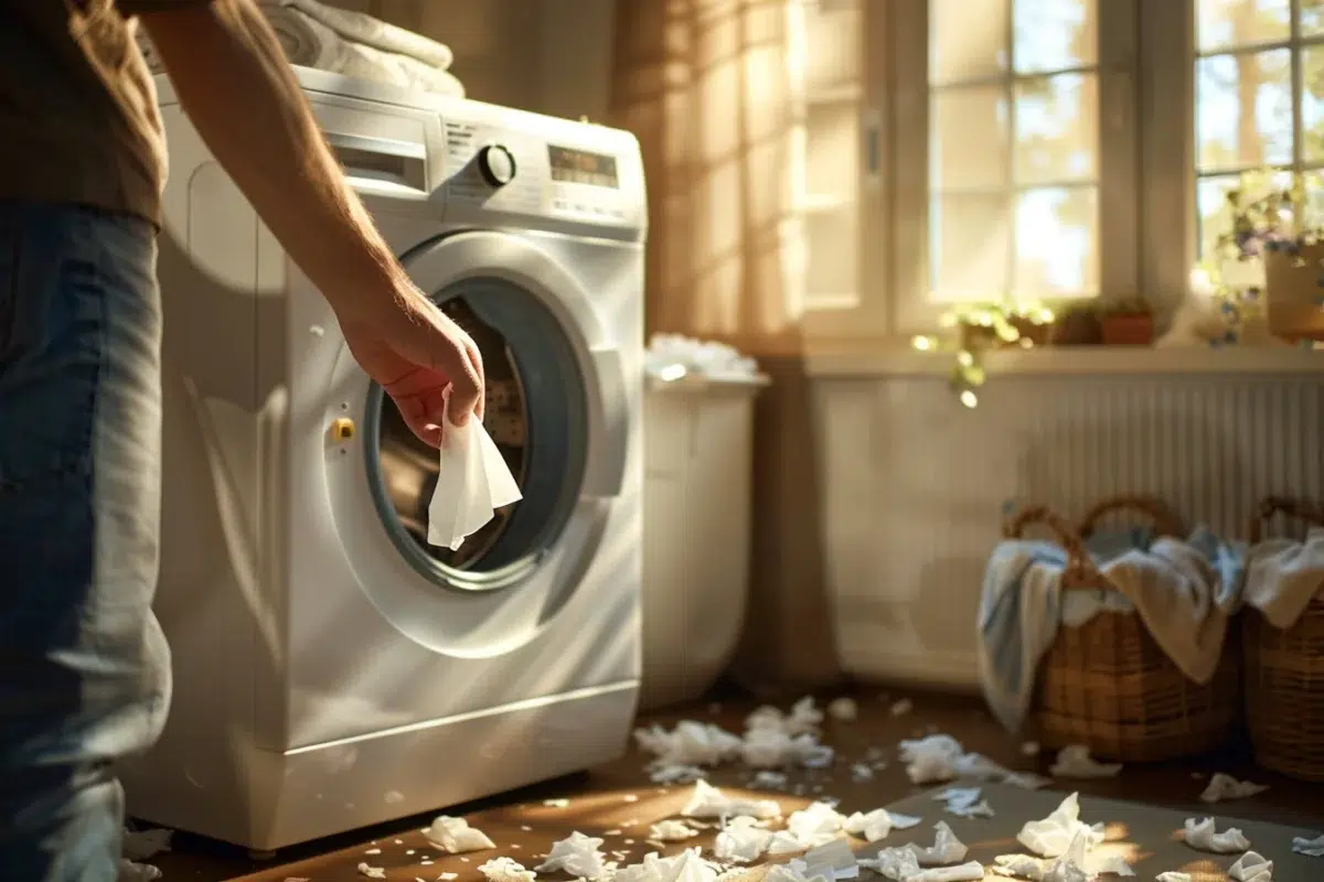 Les mouchoirs perdus dans votre lave-linge : secrets infaillibles pour éliminer ces peluches tenaces