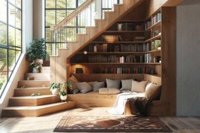 Transformez l'espace sous votre escalier en un charmant coin lecture : découvrez 15 idées inspirantes pour aménager cet espace unique