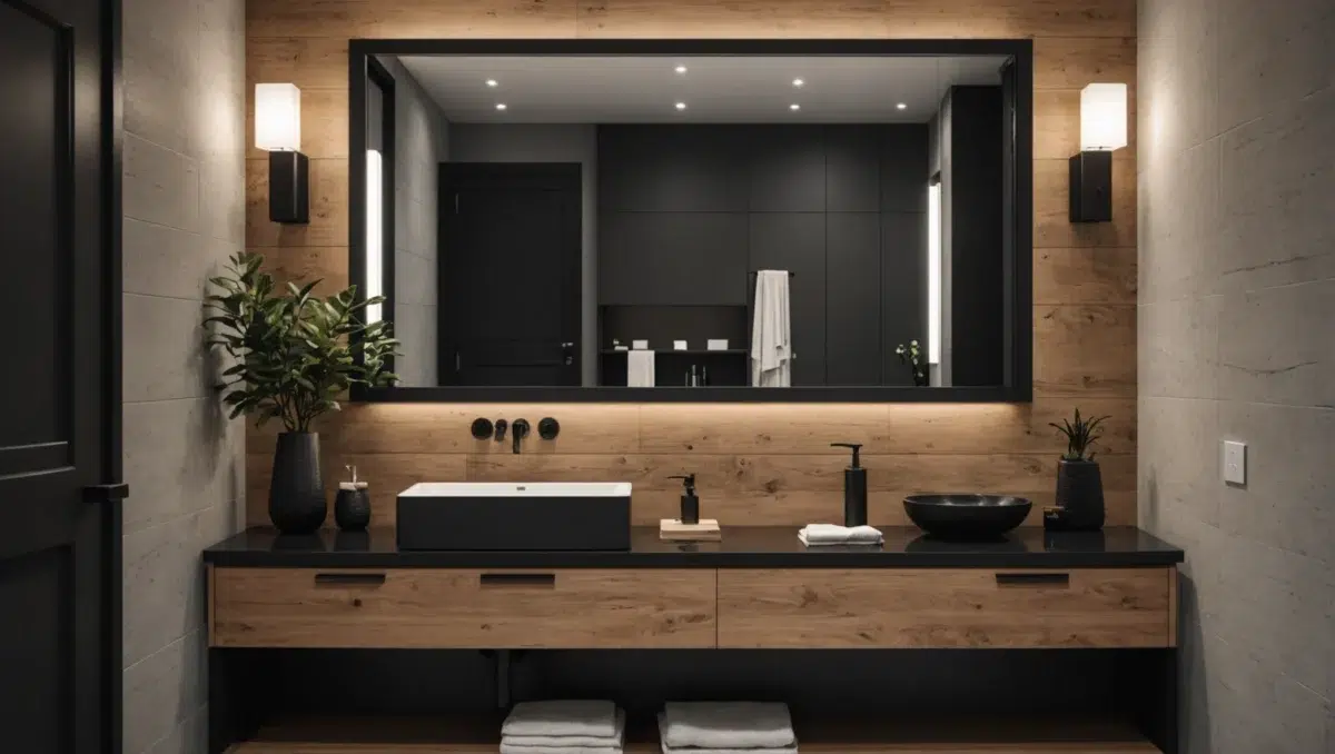 Découvrez comment transformer votre salle de bain avec une touche noire et bois : idées et inspirations