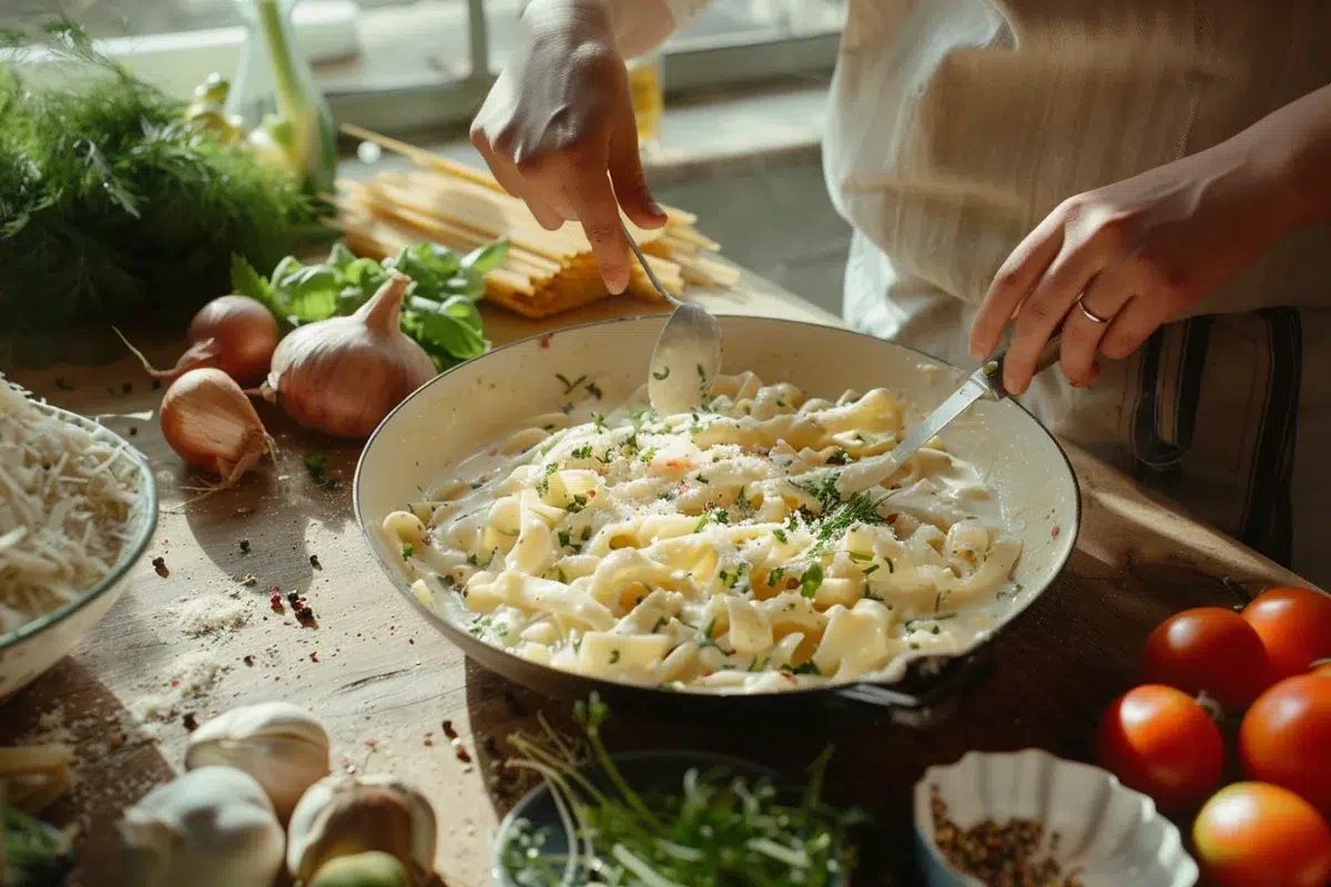 Découvrez comment préparer la délicieuse pâte à la crème de parmesan avec des variantes gourmandes et saines
