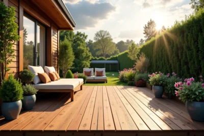 Terrasse bois pour mobil-home : Le secret pour profiter de son jardin par tous les temps