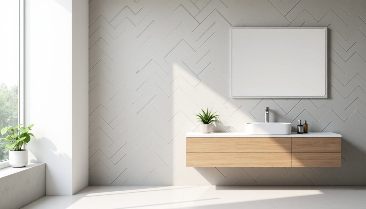 Pose en chevrons : le secret design pour sublimer et dynamiser la faïence de votre salle de bain